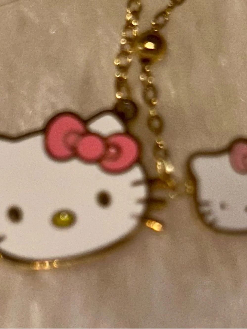 Gold Tone Hello Kitty Kids Necklace and Bracelet Set